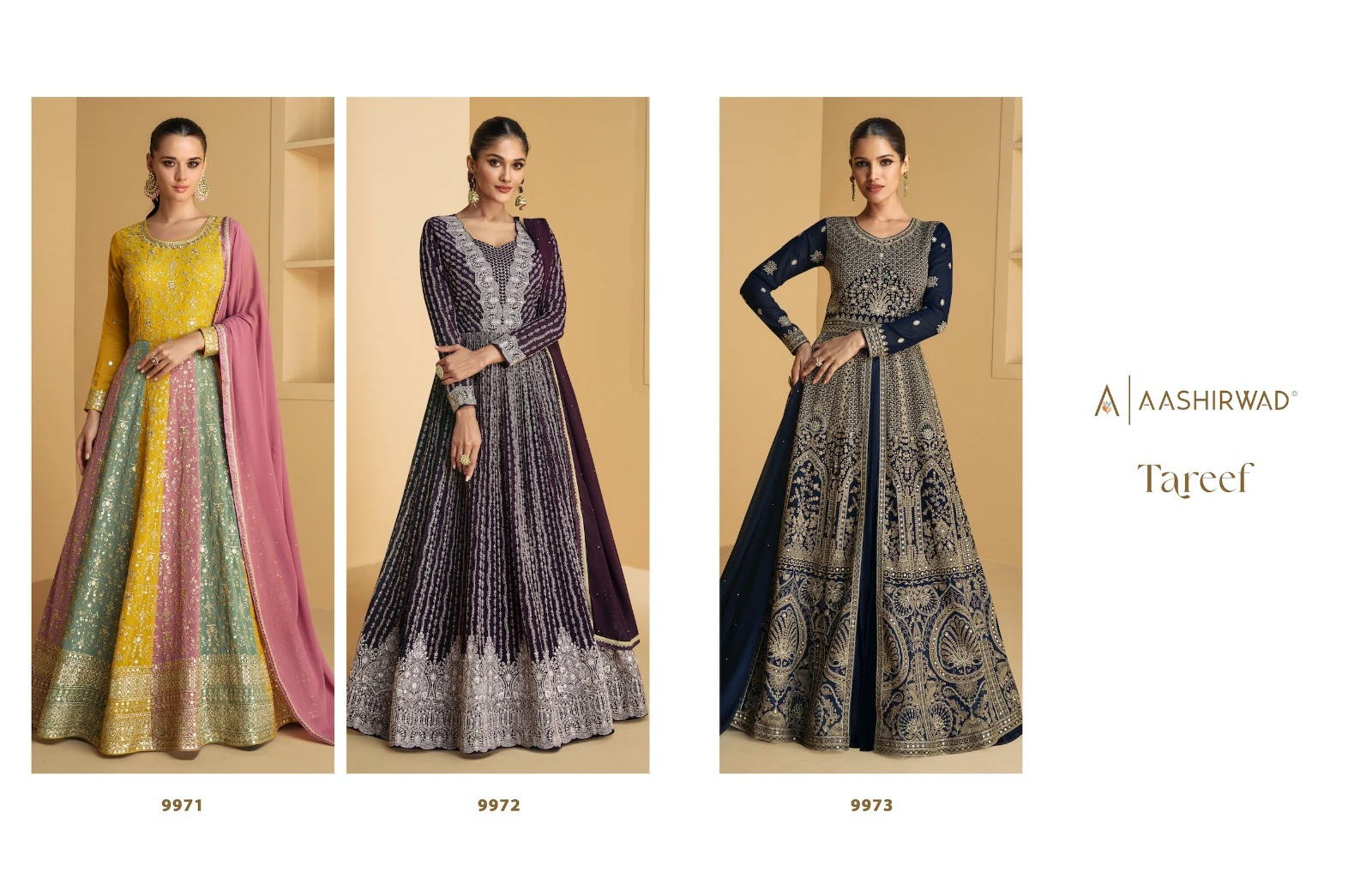 Aashirwad Tareef Real Georgette Wholesale Partywear Gown with Dupatta Catalog — Wholesale Salwar Suits, Aashirwad Creation wholesale from Surat — view 4